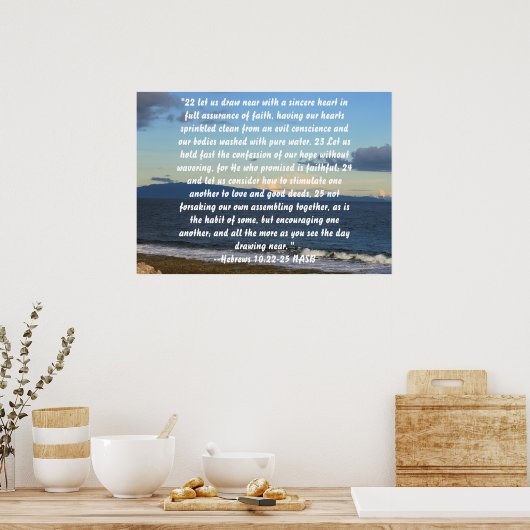 Hebräische 10:22-25 poster (Küche)