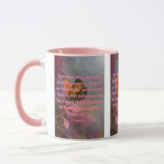 Hebräische 11:16 KJV Bibelschrift Bild Zwei-Ton Tasse (Links)