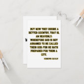 Hebräische 11:16 KJV Bibelschrift Gruß Karte (Vorderseite/Rückseite Beispiel)