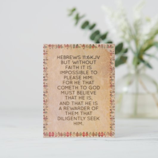 Hebräische 11:6 KJV Bible Verse Memory Card Postkarte (Stehend Vorderseite)