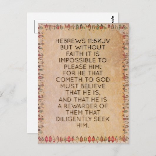 Hebräische 11:6 KJV Bible Verse Memory Card Postkarte (Vorne/Hinten)