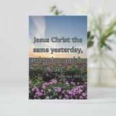 Hebräische 13:8 KJV Bibelschrift Pic Flat Begrüßun Karte (Stehend Vorderseite)