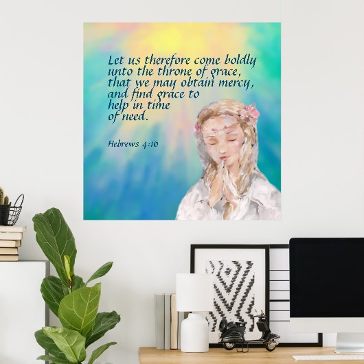 Hebräische 4:16 poster (Heimbüro)