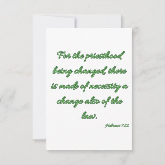 Hebräische 7:12 KJV Bible Verse Flat Greeting Card Karte (Vorderseite)