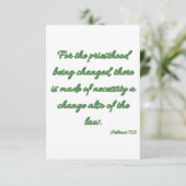 Hebräische 7:12 KJV Bible Verse Flat Greeting Card Karte (Stehend Vorderseite)