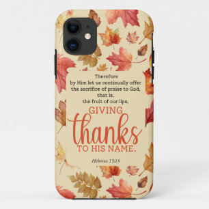 Hebräische Herbst 13:15 Erntedank Bibel Verse Case-Mate iPhone Hülle