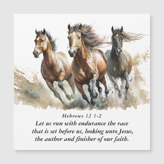 Hebräische Magnetkarte 12:1 Pferdebibel Verse (Vorderseite)