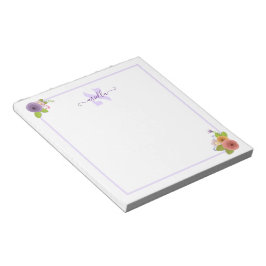 Hebräische Monogramm ALEF Personalisierte florale Notizblock