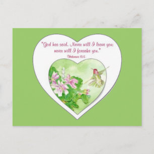 Hebräische Schrift 19:5 Ich werde dir nie verlasse Postkarte