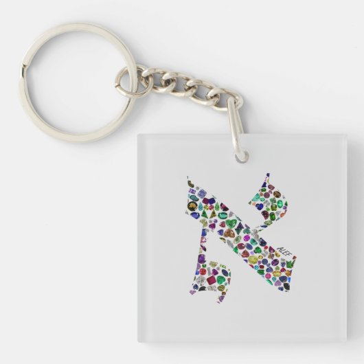 Hebräischer Brief ALEF aus Edelsteinen Schlüsselanhänger (Vorderseite)