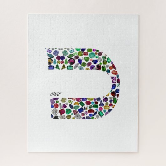 Hebräischer Buchstabe 'CHAF' aus Edelsteinen in al Puzzle (Vertikal)