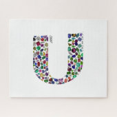 Hebräischer Buchstabe 'CHAF' aus Edelsteinen in al Puzzle (Horizontal)