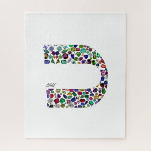Hebräischer Buchstabe 'CHAF' aus Edelsteinen in al Puzzle