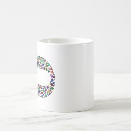 Hebräischer Buchstabe 'CHAF' mit Edelsteinen in al Verwandlungstasse (Mittel)