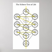 Hebräischer Kabbalistischer Baum des Lebens mit fl Poster (Vorne)