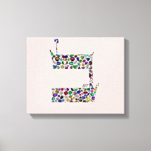 Hebräischer Letter BET aus Edelsteinen Leinwanddruck (Vorderseite)
