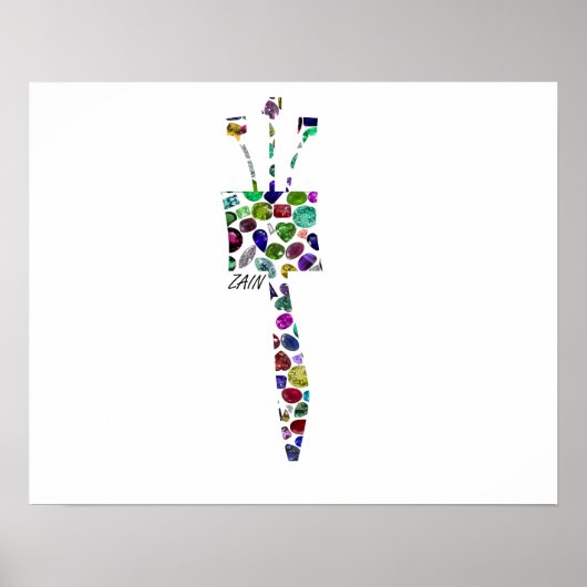 Hebräischer Letter ZAIN aus Edelsteinen Poster (Vorne)
