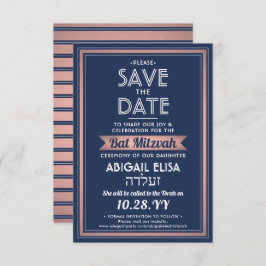 Hebräischer Name Bat Mitzvah Navy Blue Pink Rose G Save The Date