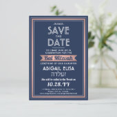 Hebräischer Name Bat Mitzvah Navy Blue Pink Rose G Save The Date (Stehend Vorderseite)