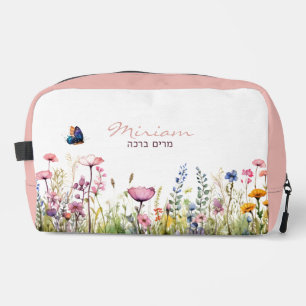 Hebräischer Name Moderne Aquarellfarben, florale K Waschbeutel