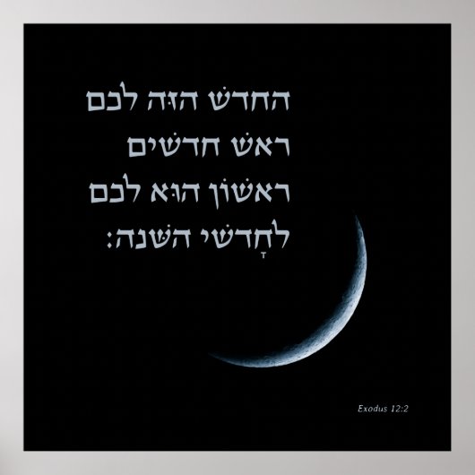 Hebräischer Rosh Chodesh New Moon Torah Zitat Exod Poster (Vorne)
