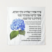 Hebräischer Segen für Shabbat Candles Hydrangea Wandteppich (Vorderseite)