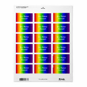 Hebräisches Etikett für Birthday-Regenbogenfarben Adressaufkleber (Vorne)