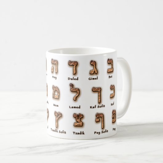 Hebrew Alef Bet Tasse (VorderseiteRechts)