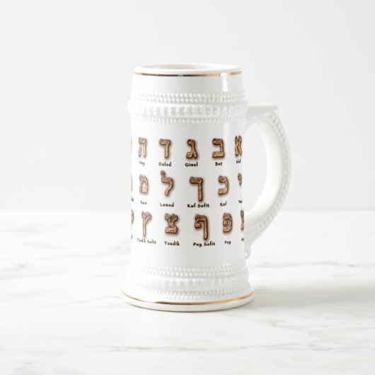 Hebrew Alef Bet Tasse - Tall (VorderseiteRechts)