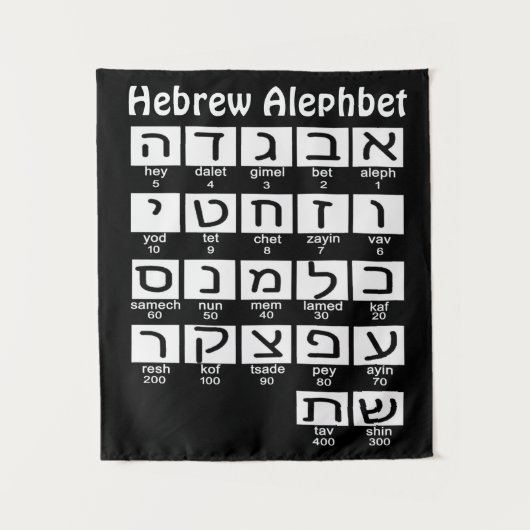 Hebrew Alephbet Tapestry Wandteppich (Vorderseite)