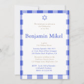 Hebrew Baby Boy Namemony Zeremony Juwish Blue Einladung (Vorderseite)