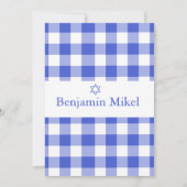 Hebrew Baby Boy Namemony Zeremony Juwish Blue Einladung (Rückseite)