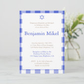 Hebrew Brit Milah Baby Boy Jewish Blue Einladung (Stehend Vorderseite)