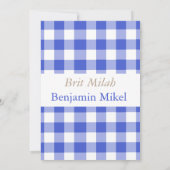 Hebrew Brit Milah Baby Boy Jewish Blue Einladung (Rückseite)
