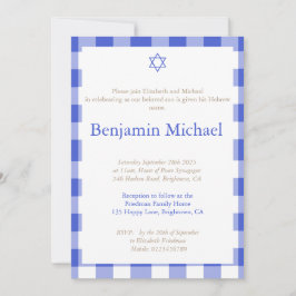 Hebrew Brit Shalom Baby Boy Naming Jewish Blue Einladung