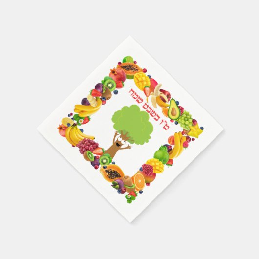 Hebrew Happy Tu B'shvat Serviette (Ecke)