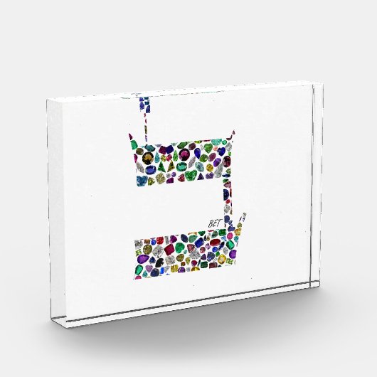 Hebrew Letter BET made with Gemstones Fotoblock (Links)