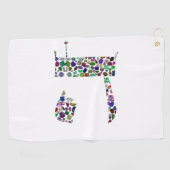 Hebrew Letter HEY Golfhandtuch (Horizontal)
