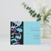 HEBREW LETTERS TREE Bar Mitzvah Antwortkarte RSVP Karte (Stehend Vorderseite)