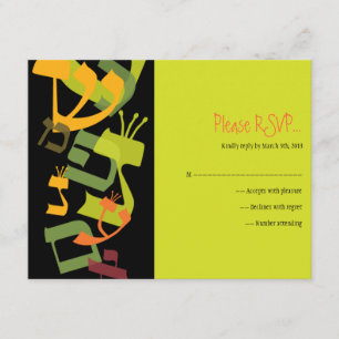HEBREW LETTERS TREE Bar Mitzvah Repair Card RSVP Karte