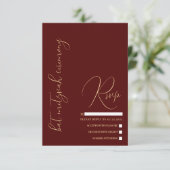 Hebrew Modern Simple Gold Burgundy Red Bat Mitzvah RSVP Karte (Stehend Vorderseite)