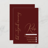 Hebrew Modern Simple Gold Burgundy Red Bat Mitzvah RSVP Karte (Vorne/Hinten)