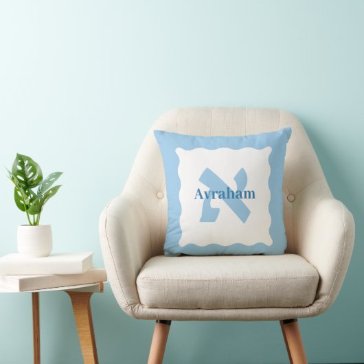 Hebrew Monogram Baby Blue Kinderzimmer Pillow Kissen (Stuhl )