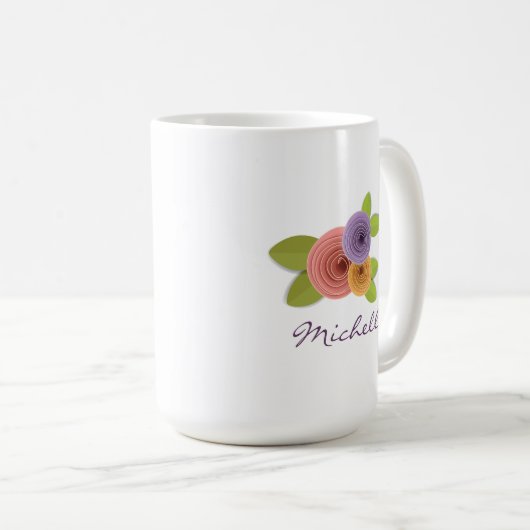 Hebrew Monogram Floral Coffee Tasse (VorderseiteRechts)