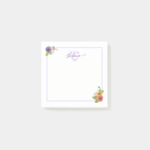 Hebrew Monogram SHIN Personalisiert Floral Post-it Klebezettel