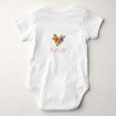 Hebrew Name Floral Heart Baby Bodysuit Baby Strampler (Rückseite)