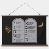 HEBREW NUMBERED TEN COMMANDMENTS WANDTEPPICH MIT HOLZRAHMEN (Vorne)