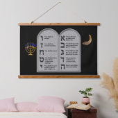 HEBREW NUMBERED TEN COMMANDMENTS WANDTEPPICH MIT HOLZRAHMEN (Schlafzimmer)