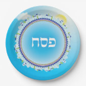 Hebrew Passover Seder Jerusalem Sky Hebrew Pappteller (Vorderseite)