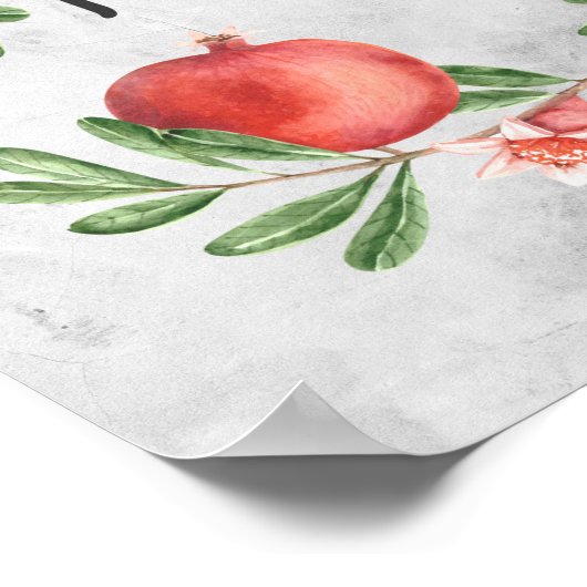 Hebrew Peace Blessing Pomegranates Canvas Print Poster (Ecke)